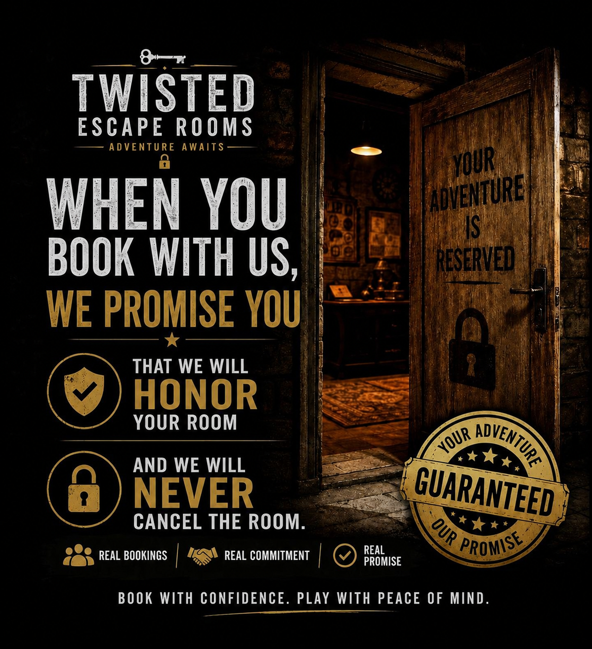 Twisted Escape Rooms booking guarantee
