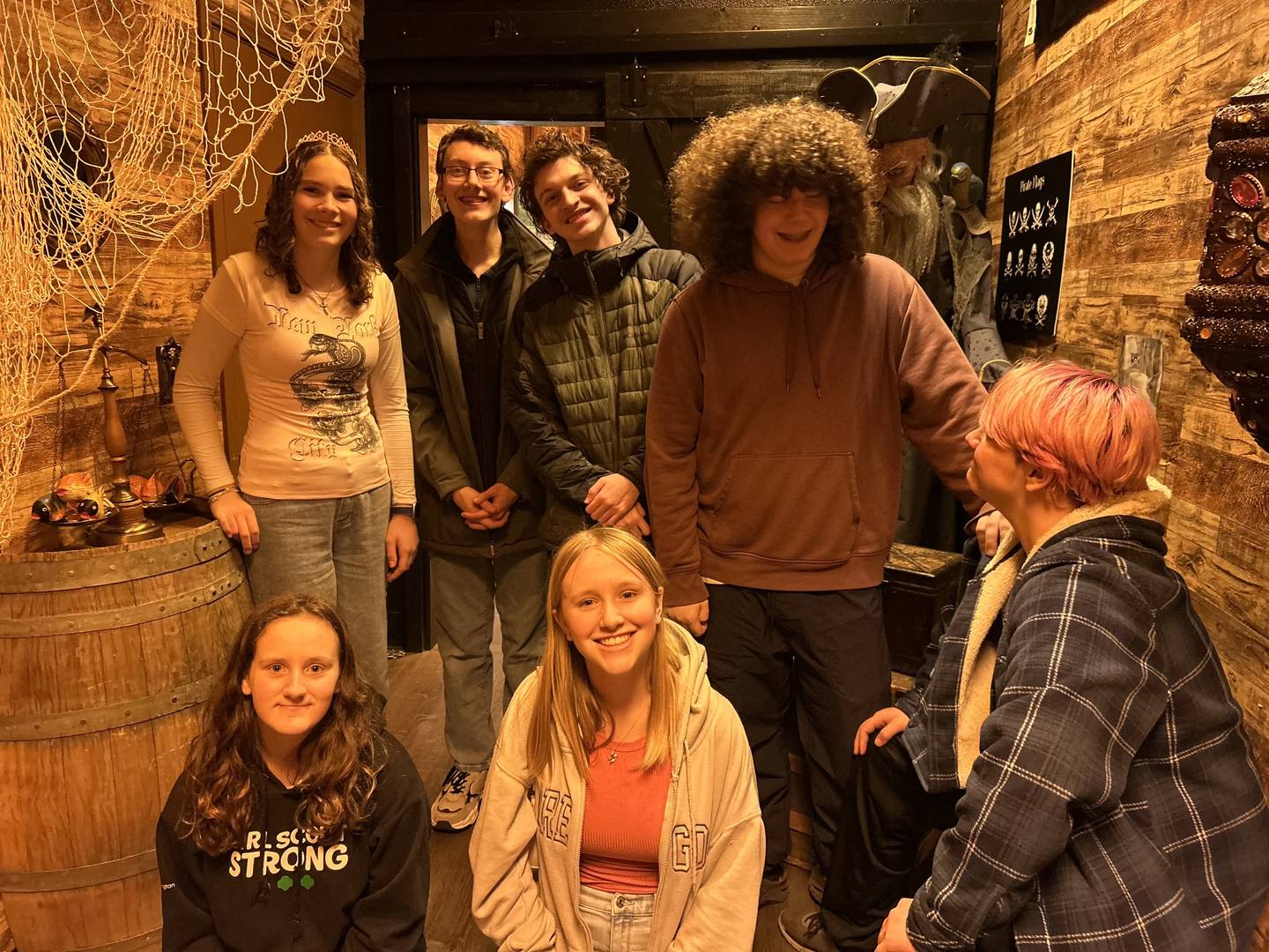 Immersive pirate-themed decor inside Dogfish Briggins, Twisted Escape Rooms