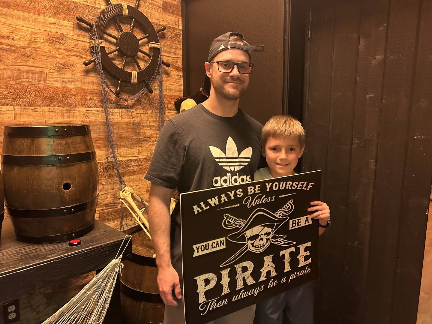 Skeleton crew set dressing inside Dogfish Briggins, the pirate escape room