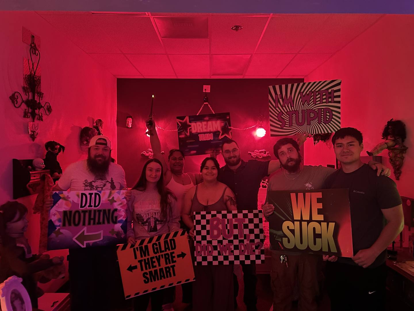 Detailed horror-themed set piece inside Doll's Attic, Twisted Escape Rooms